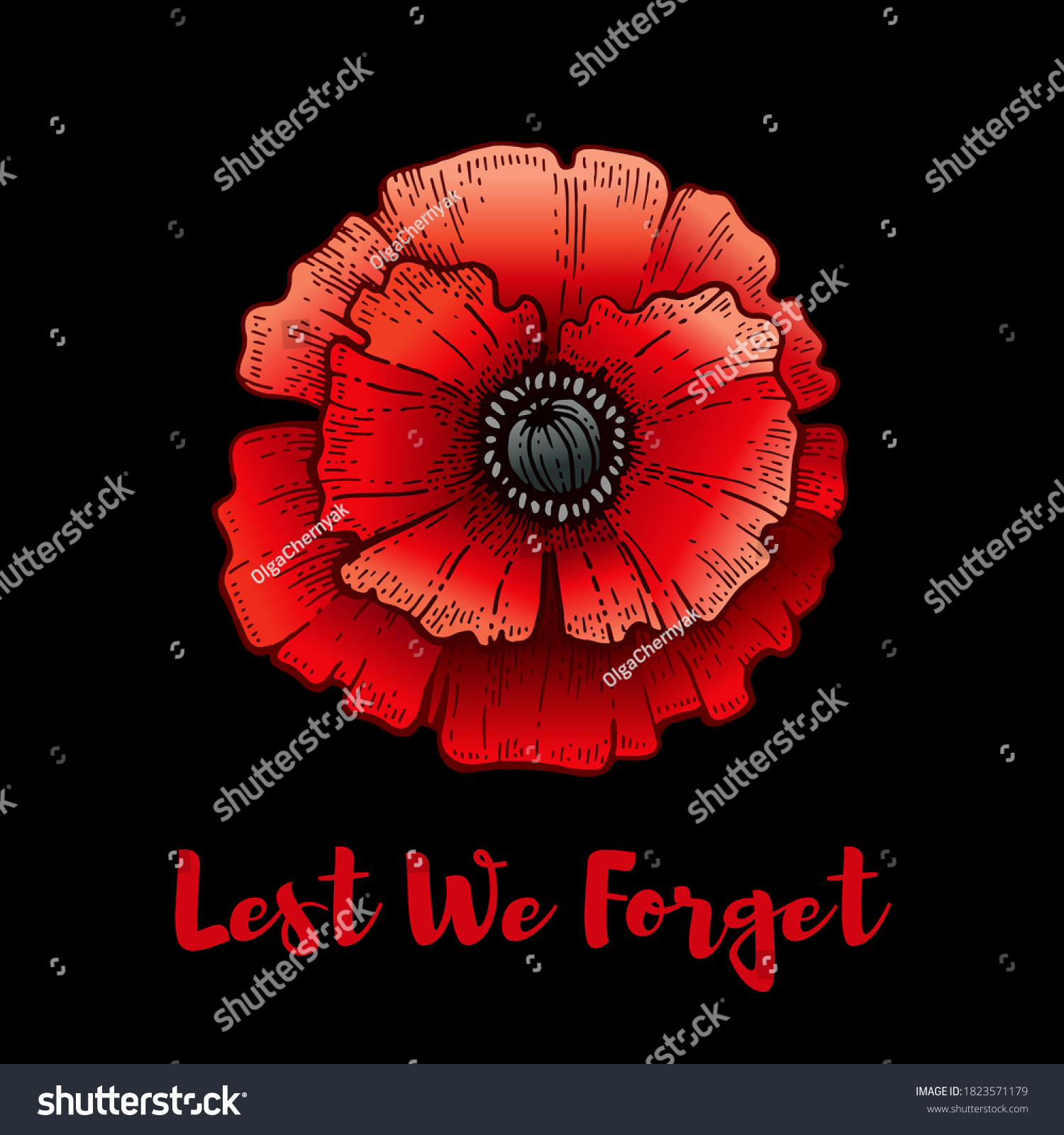 Remembrance Day Poppy Lest We Forget Stock Vector (Royalty Free ...