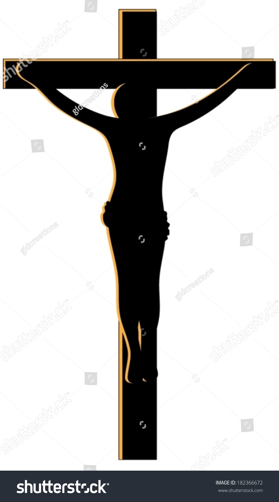 Black Silhouette Jesus Christ On Cross Stock Vector (Royalty Free ...