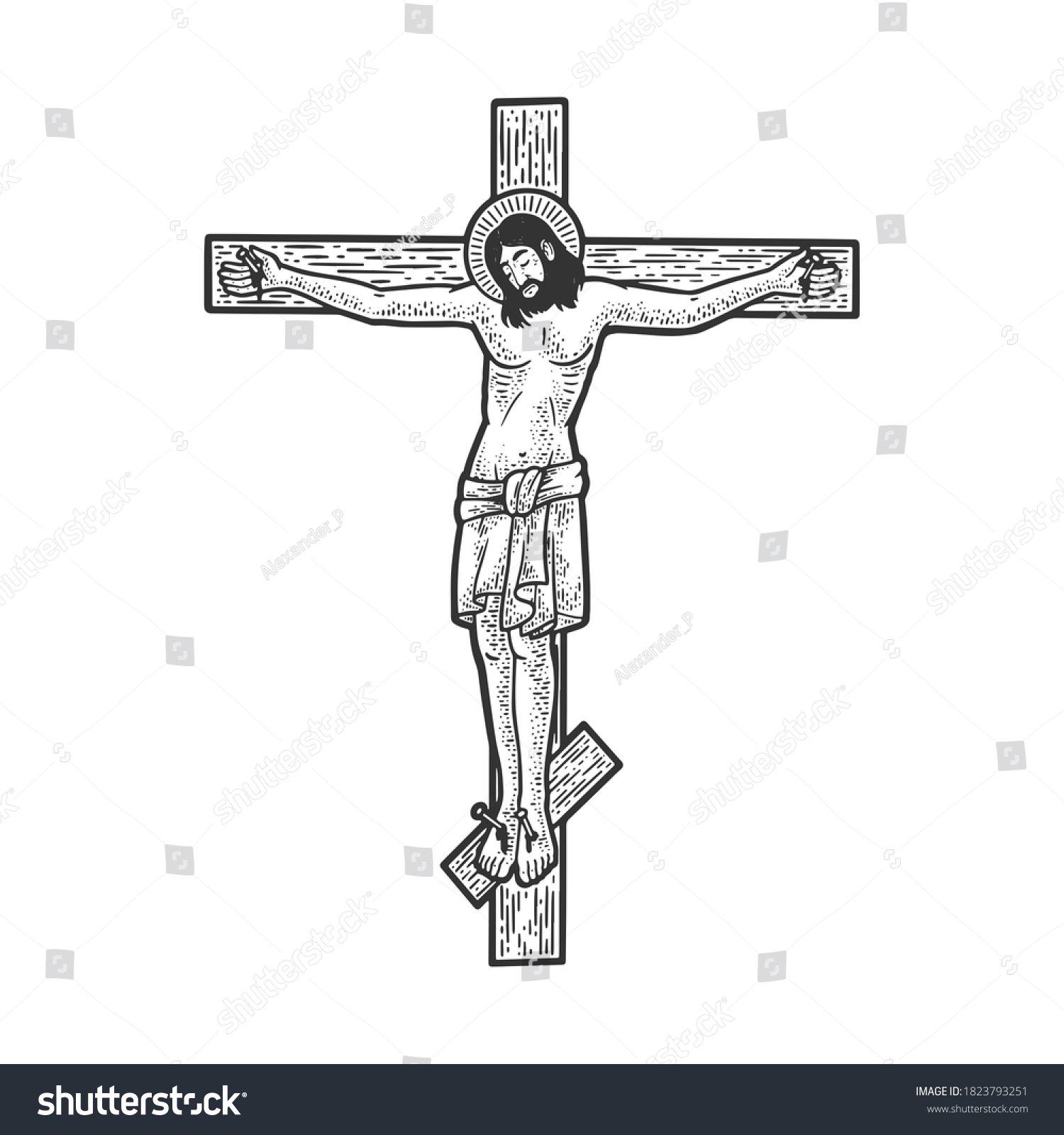 Jesus Christ Crucifixion On Cross Religious Stock Illustration ...