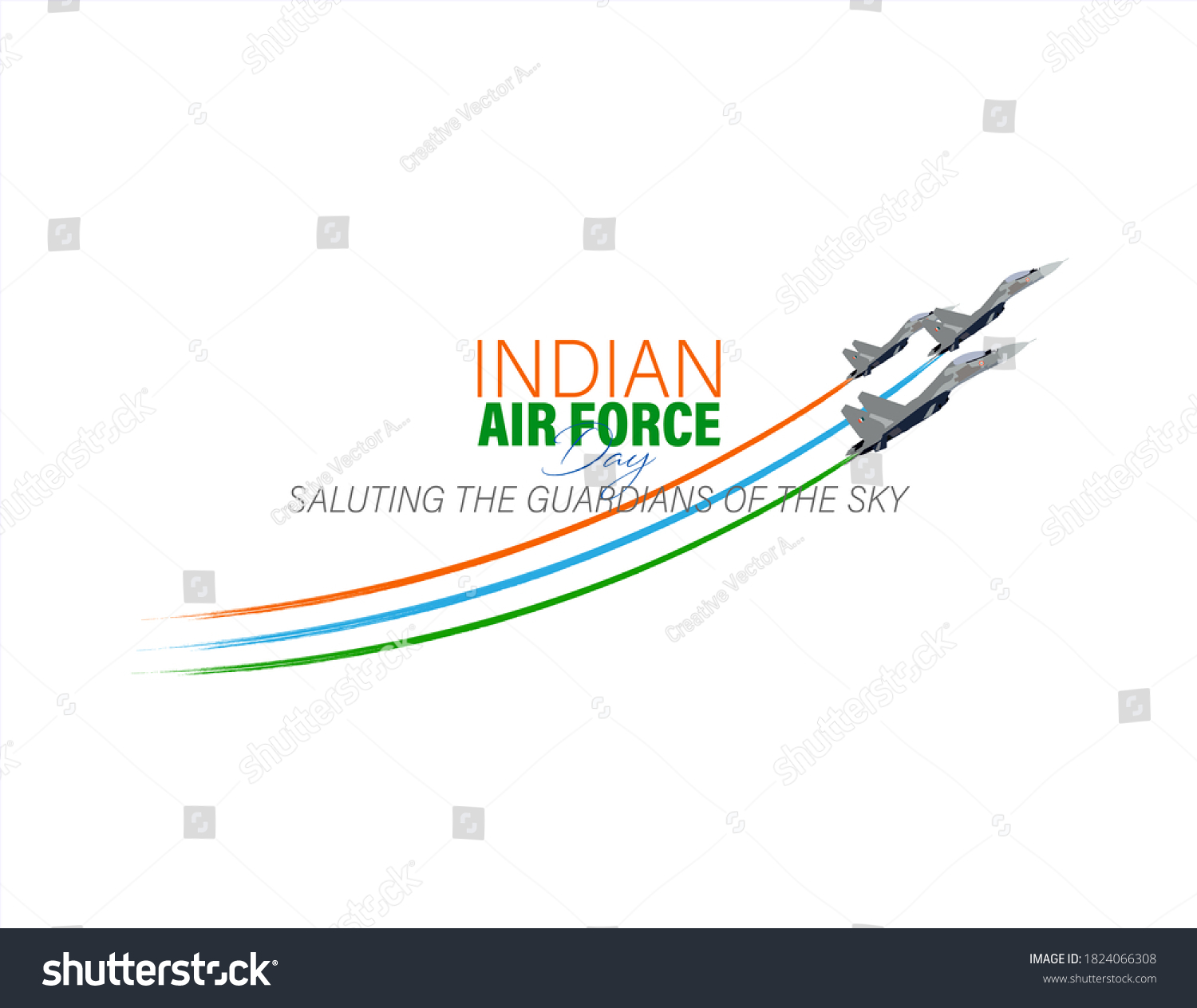 Vector Illustration Indian Air Force Day Stock Vector (Royalty Free ...