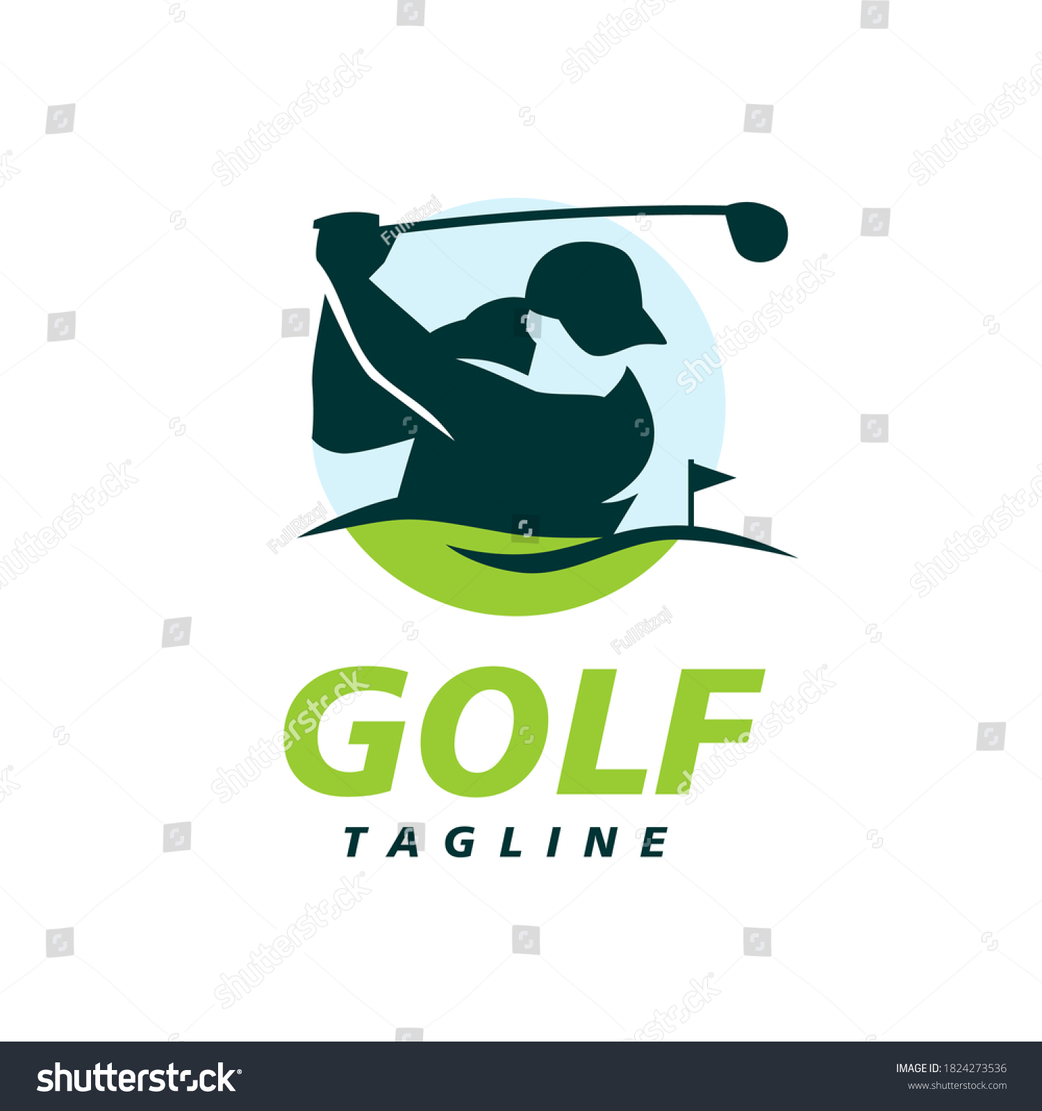 Golf Logo Golfer Swing On Golf Stock Vector (Royalty Free) 1824273536 ...