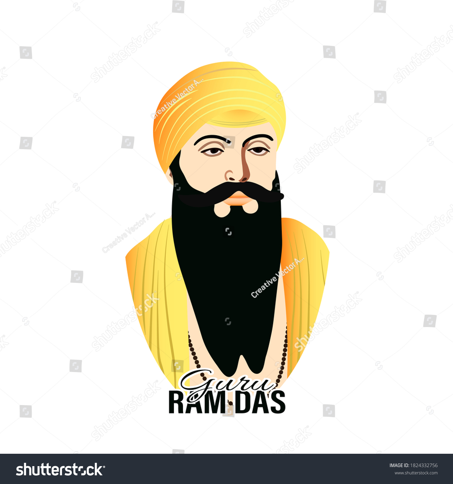 Vector Sketch Shri Guru Ram Das Stock Vector (Royalty Free) 1824332756 ...