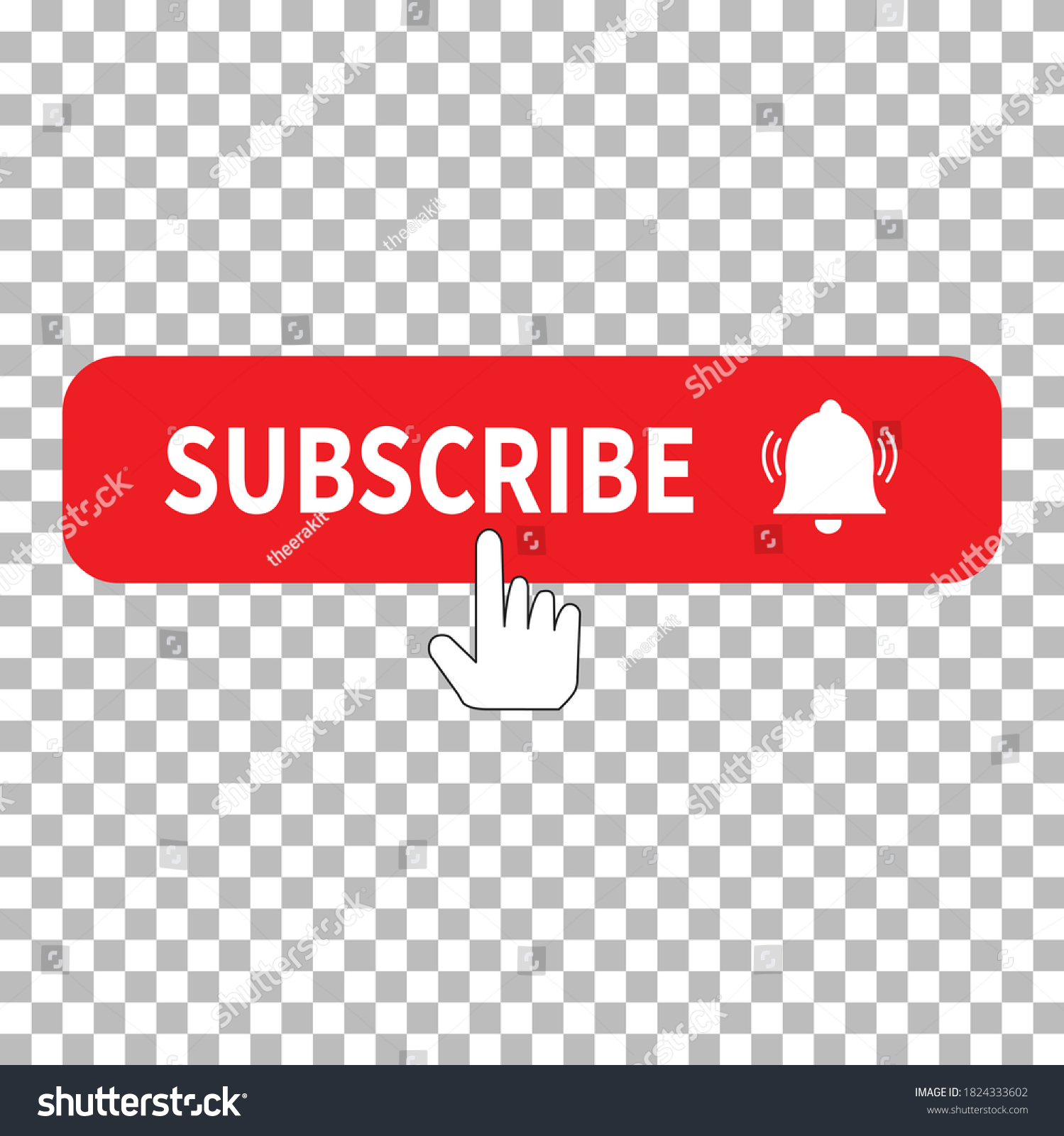 Red Button Subscribe Icon On Transparent Stock Vector (Royalty Free ...