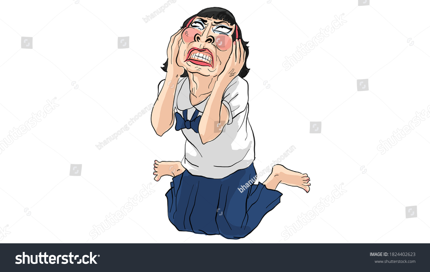 Sad Woman Sitting On Floor Character Stock Vector Royalty Free Shutterstock