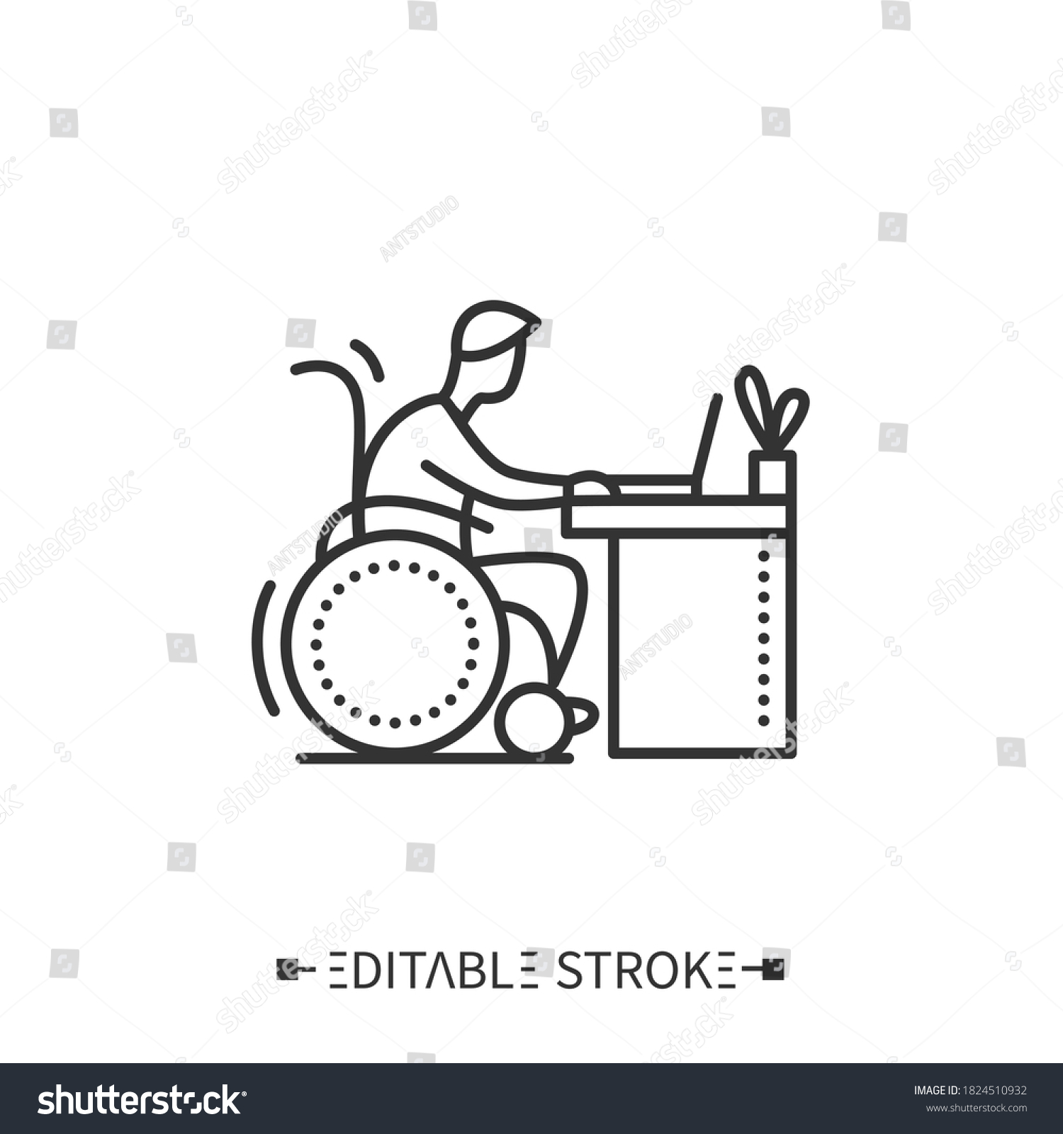 Workplace Disability Man Icon Handicapped Office Stock Vector (Royalty ...