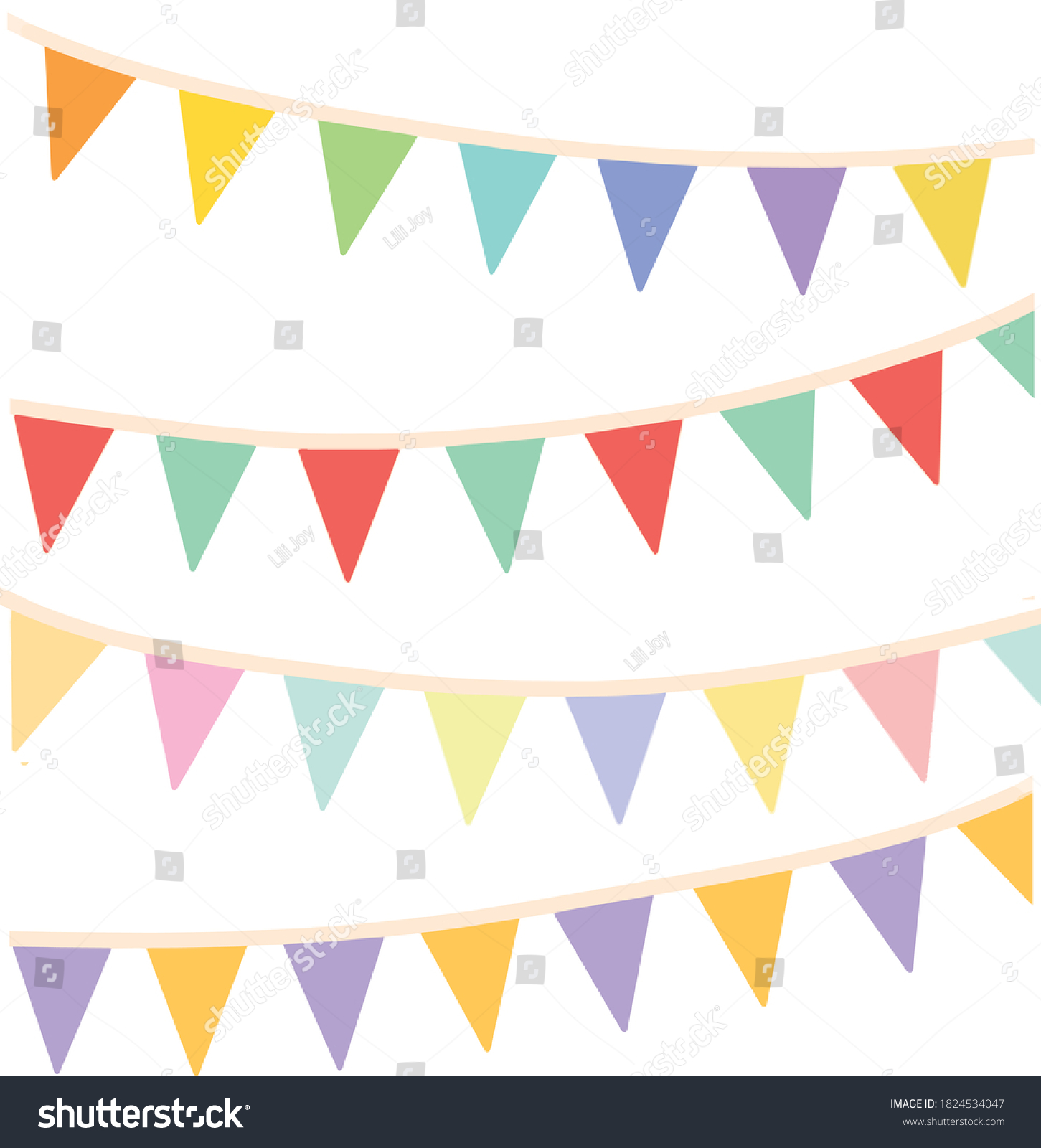 Collection Set Colorful Festive Party Pennants Stock Vector (Royalty ...