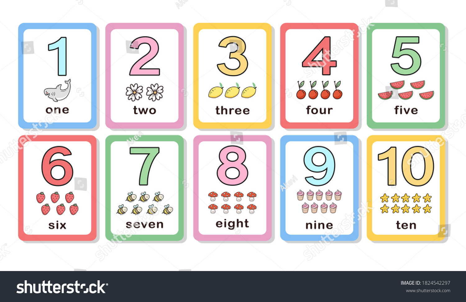 Flashcard Cute Number Count Kids Learning Stock Vector (Royalty Free ...