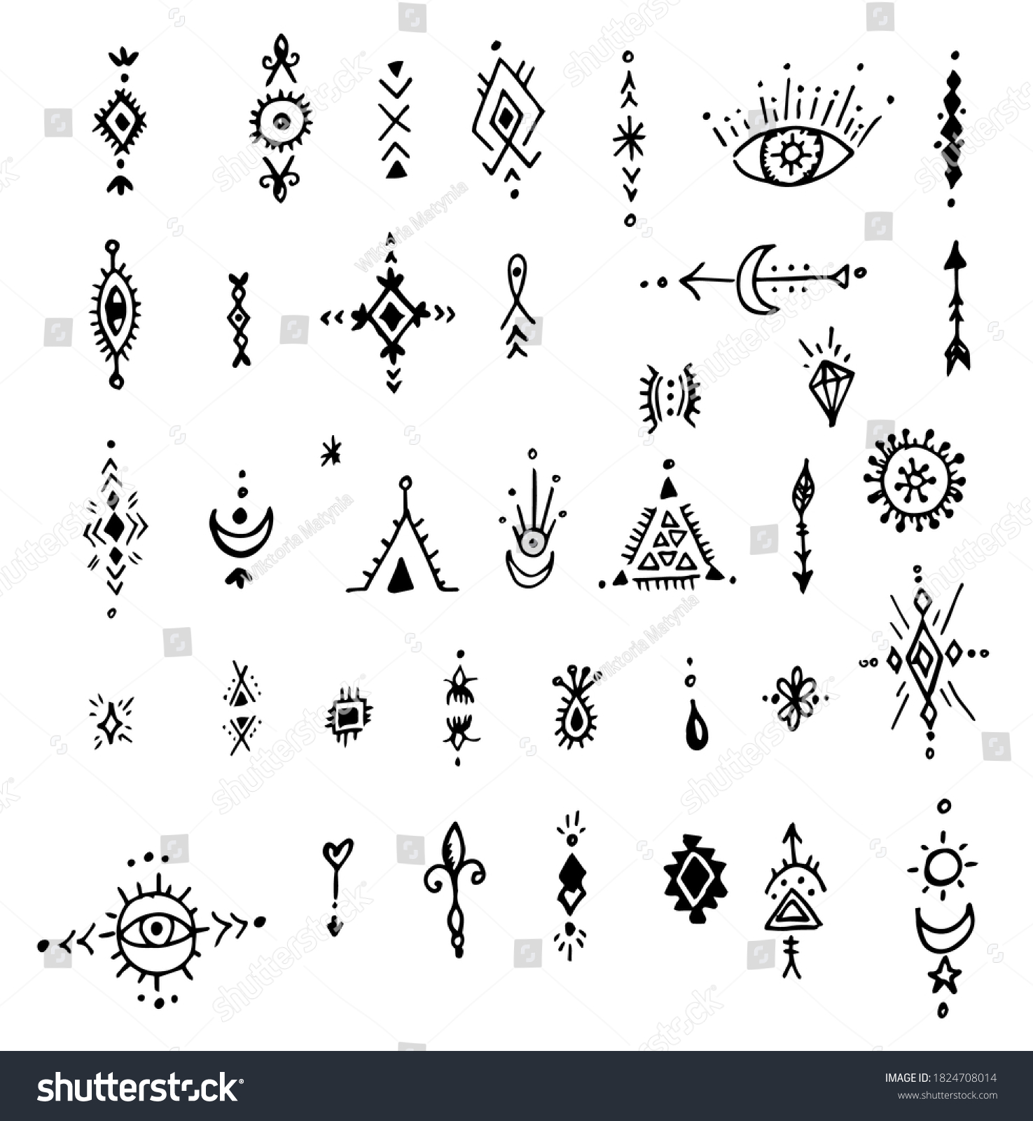 Boho Ethnic Tribal Vector Decorative Elements Stock Vector (Royalty ...