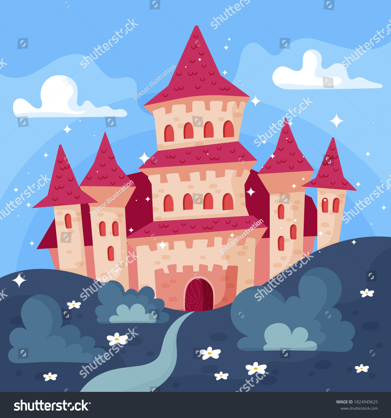 Fairytale Castle Princess Magic Kingdom Wonderland Stock Vector Royalty Free 1824949625