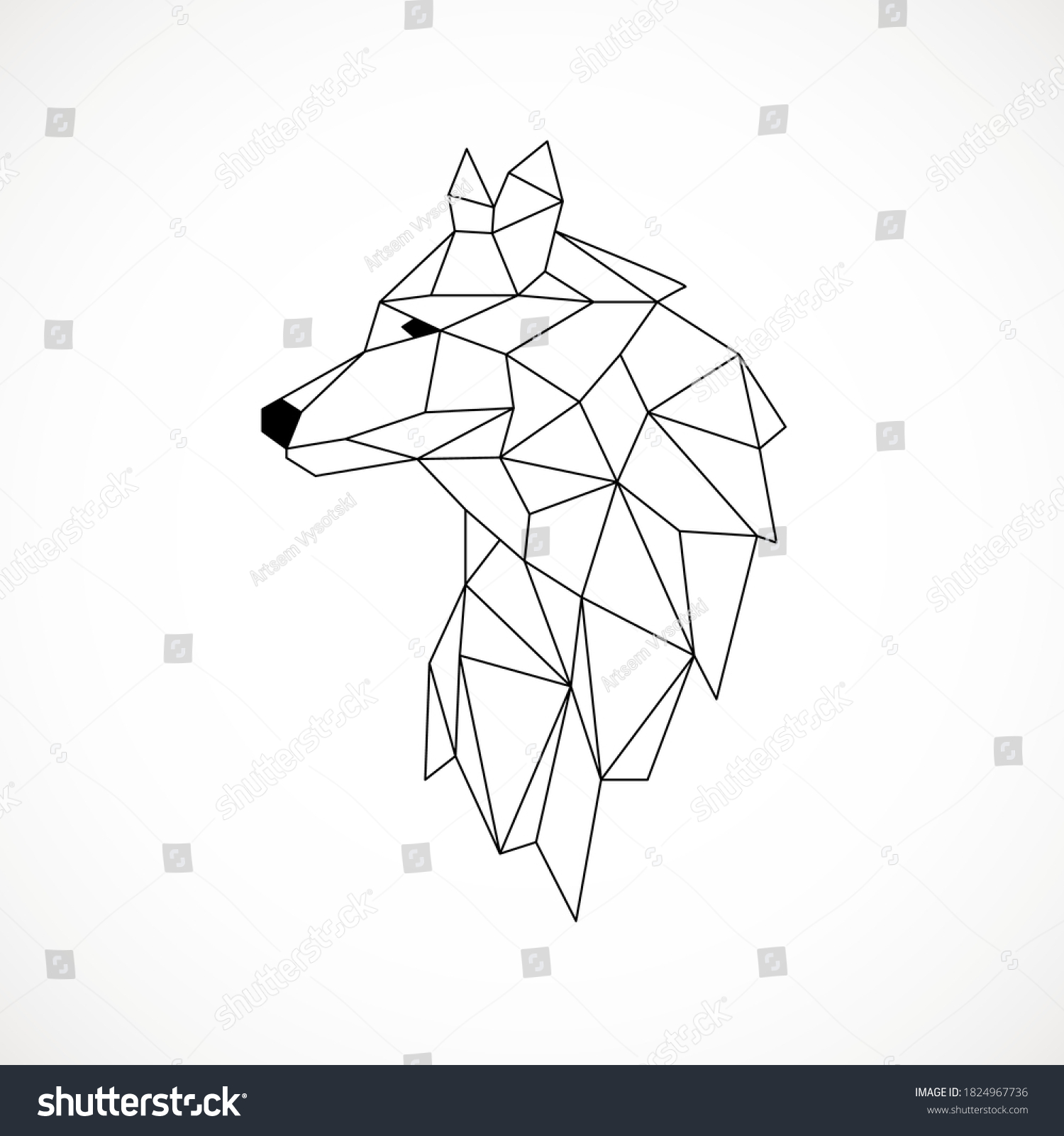 Geometric Vector Head Wolf Drawn Line Stock Vector (Royalty Free ...