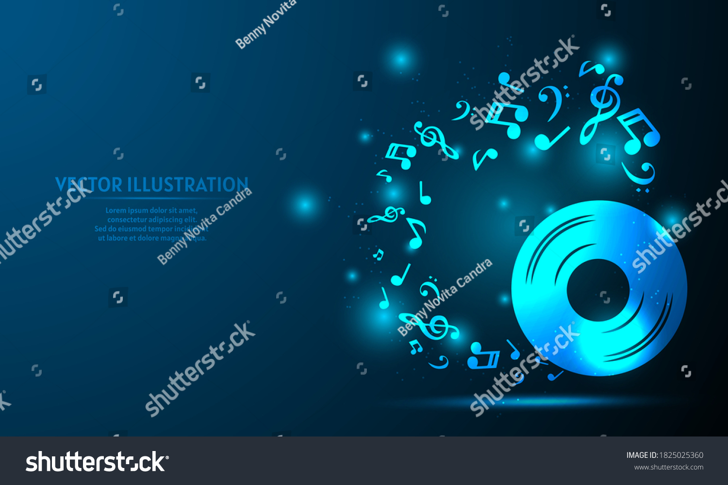 Glowing Music Notes On Dark Blue Stock Vector (Royalty Free) 1825025360 ...