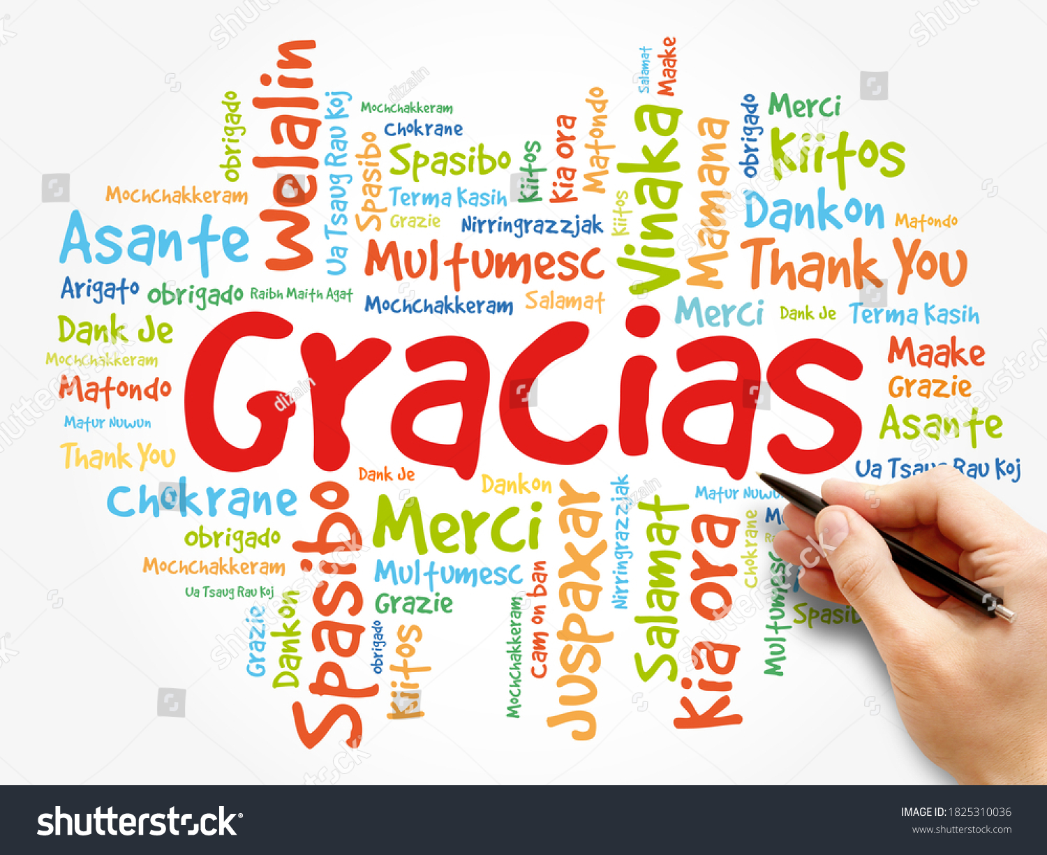 Gracias Thank You Spanish Word Cloud Stock Photo 1825310036 | Shutterstock