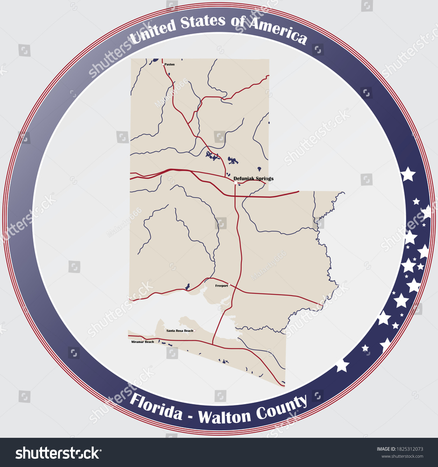 Large Detailed Map Walton County Florida Stock Vector (Royalty Free ...