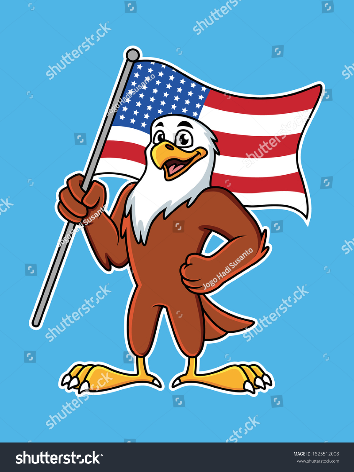 Cute Cartoon Eagle American Flag Vector Stock Vector (Royalty Free ...