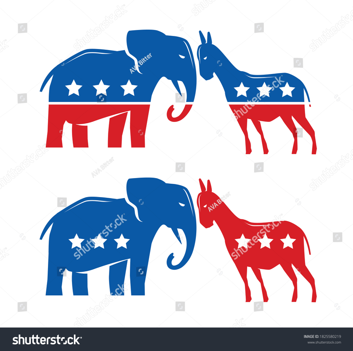 Democratic Republican Political Symbols Election Voting Stock Vector ...