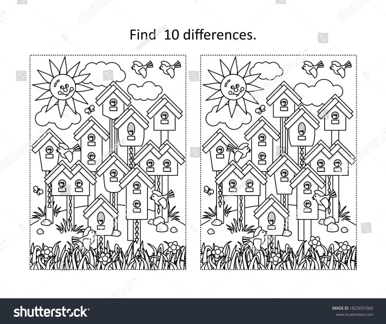 Find 10 Differences Visual Puzzle Coloring: стоковая иллюстрация ...