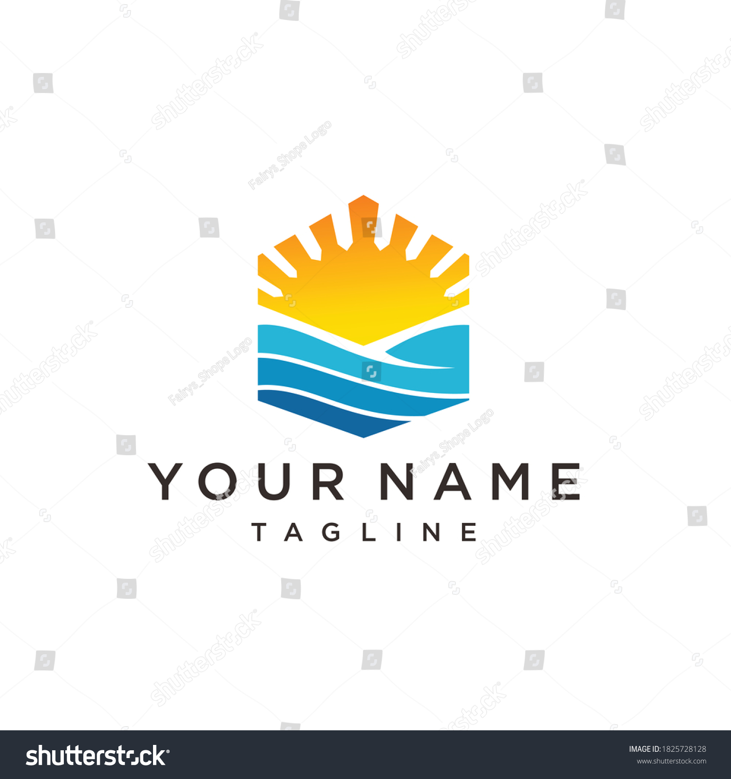 Sun Sea Symbol Journey Round Logo Stock Vector (Royalty Free ...