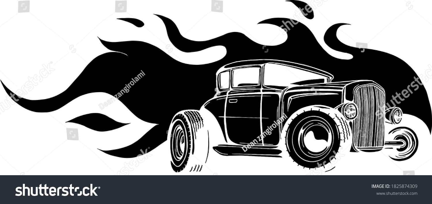 Fast Car Flames Black Silhouette Vector Stock Vector (Royalty Free ...