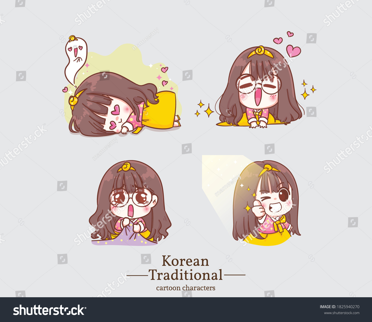 traditional korean cartoon girl