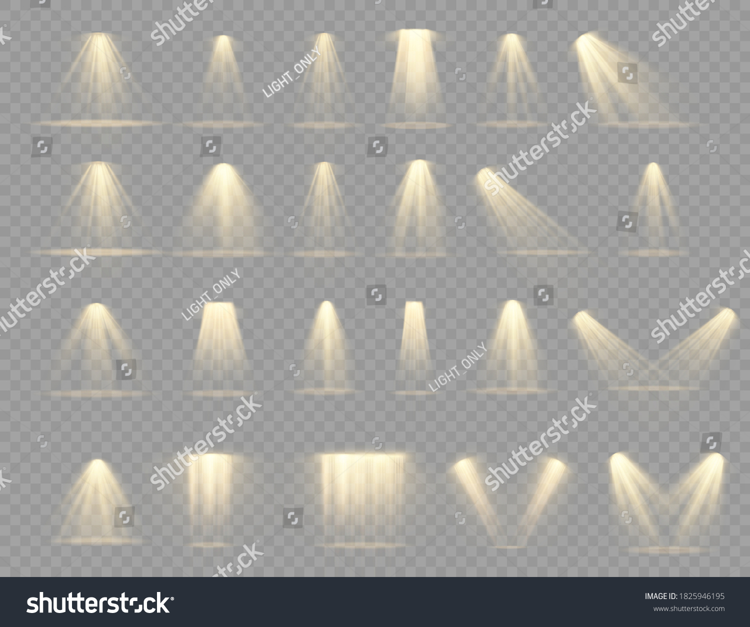 Set Spotlight Isolated On Transparent Background Stock Vector (Royalty ...