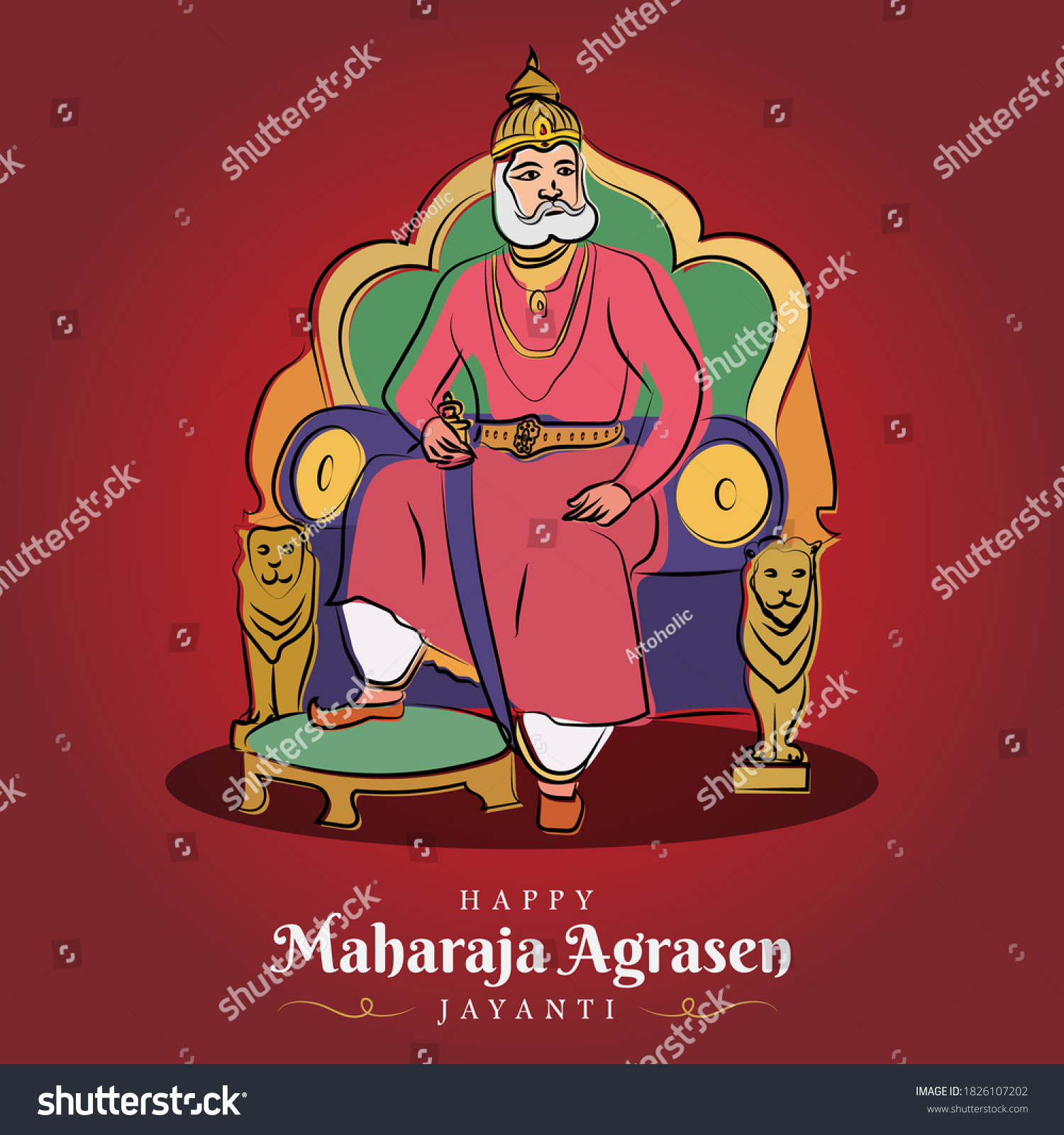Maharaja Agrasen Jayanti Poster Indain King Stock Vector (Royalty Free