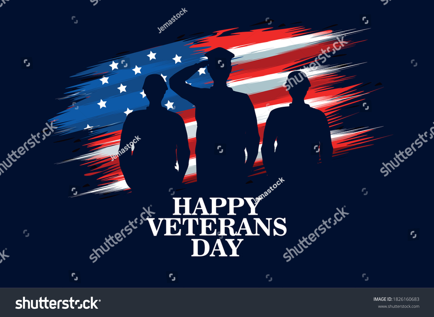 Happy Veterans Day Celebration Military Officer Stock Vector (Royalty