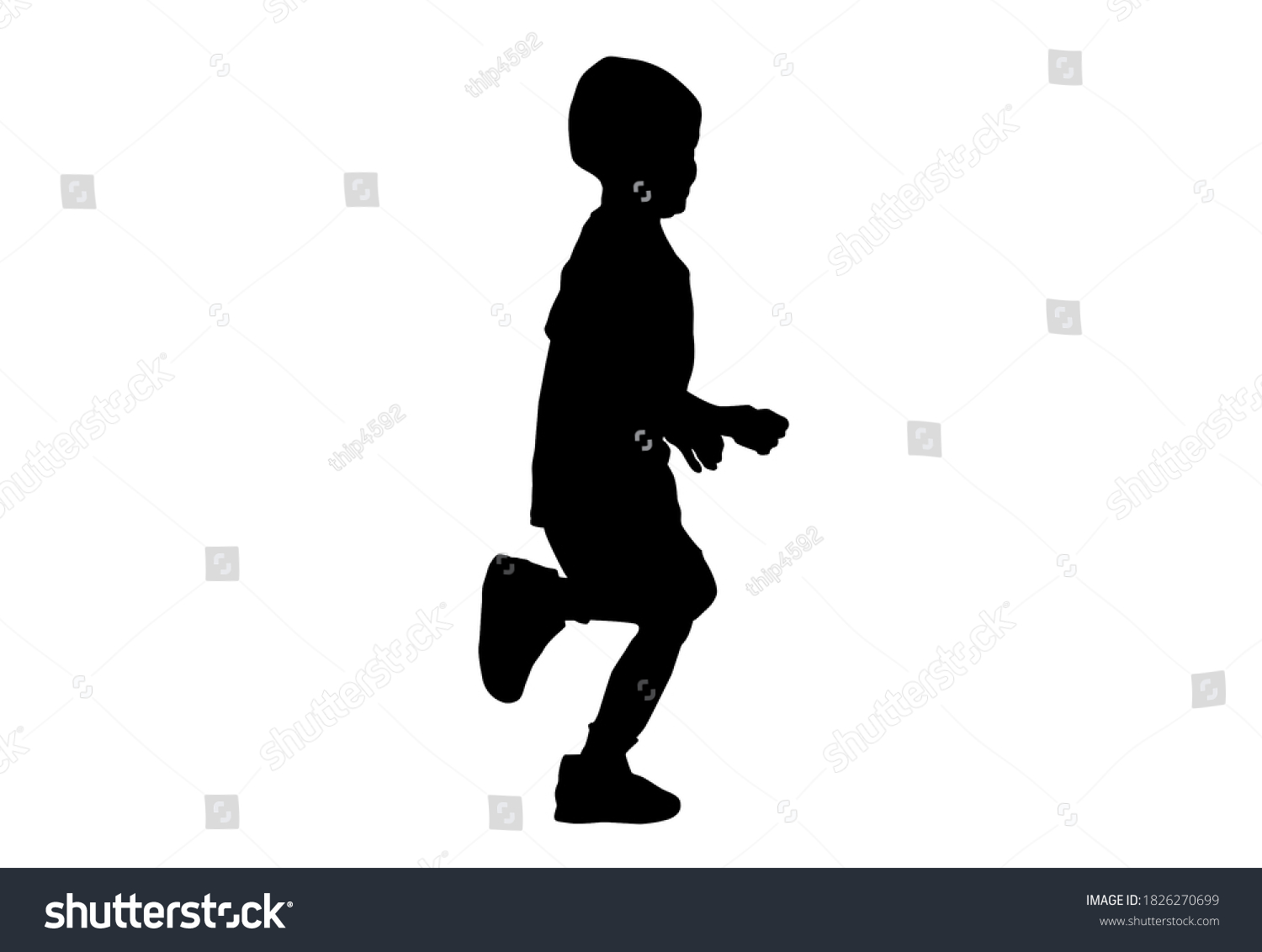 Silhouette Kids Children Running Playing White Stock Illustration ...