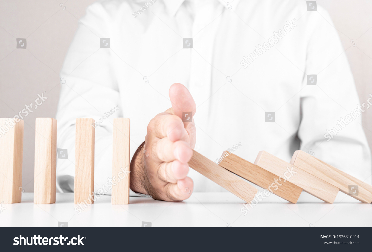 Male Businessman Jenga Wooden Blocks Concept Stock Photo 1826310914 ...