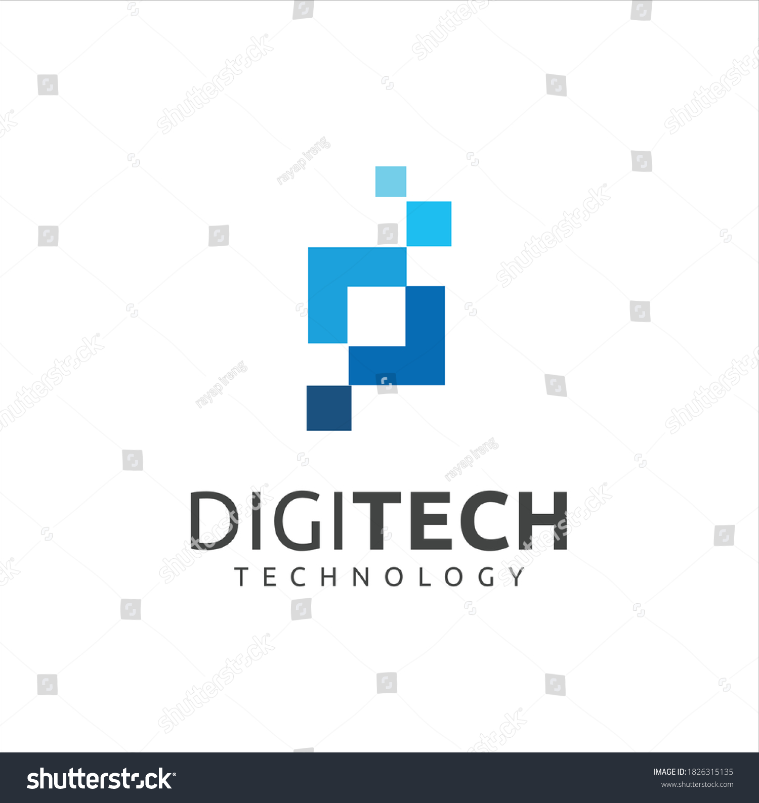 Creative Abstract Square Tech Logo Pixel Stock Vector Royalty Free