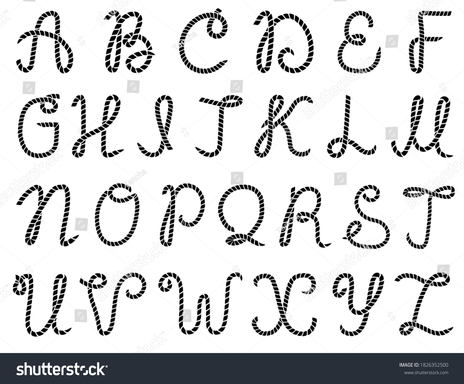 Rope Alphabet Vector Illustration Letters Made Stock Vector (Royalty ...