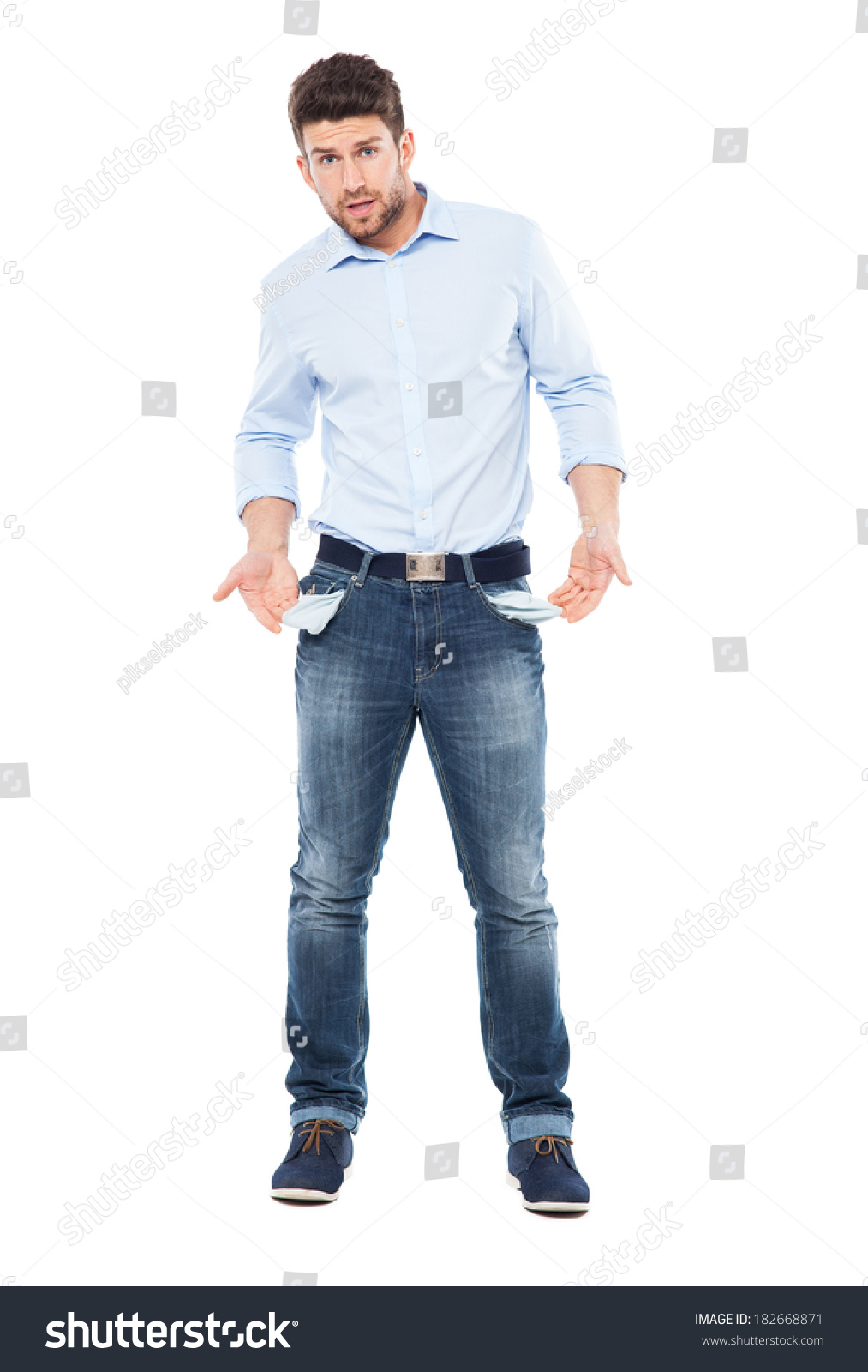 Man Showing Empty Pockets Stock Photo 182668871 | Shutterstock