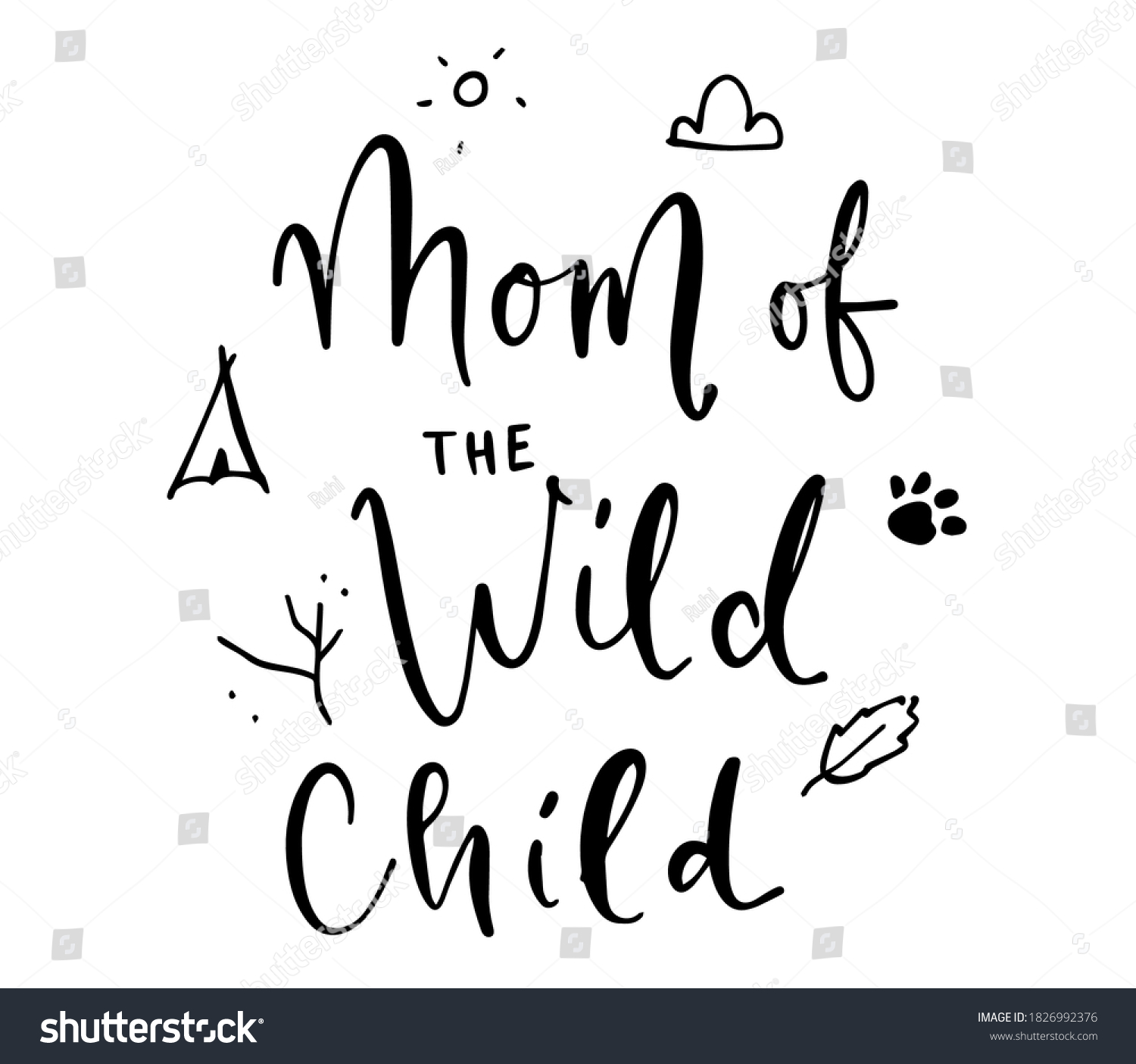 Mom Wild Child Hand Lettering Clothes Stock Vector (Royalty Free ...