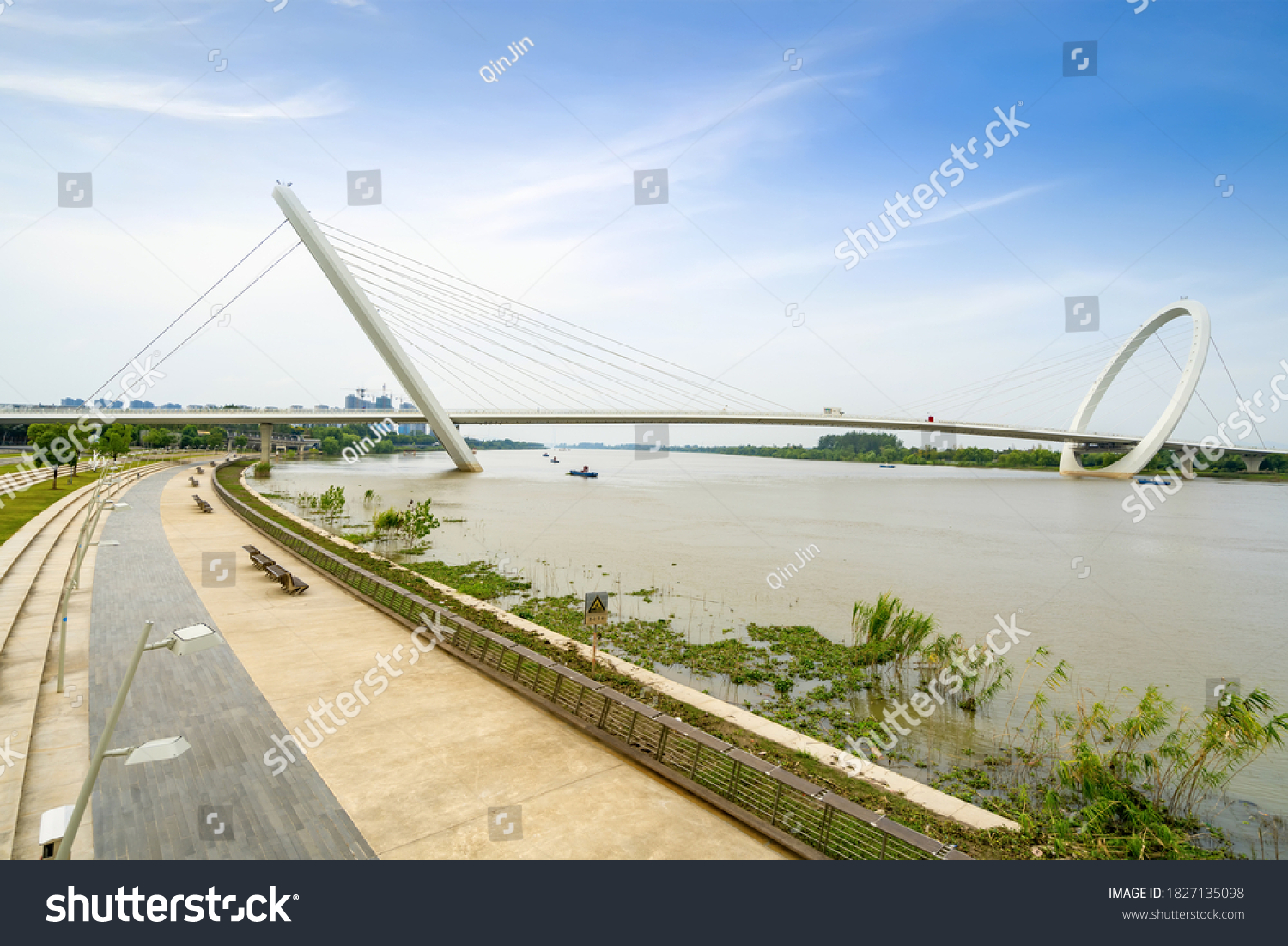 Eye Nanjing Pedestrian Bridge Urban Skyline Stock Photo 1827135098 ...