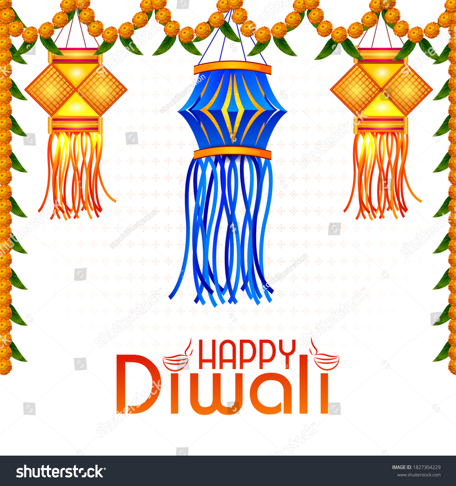 Happy Diwali Decorated Kandil Lamp On Stock Vector (royalty Free 