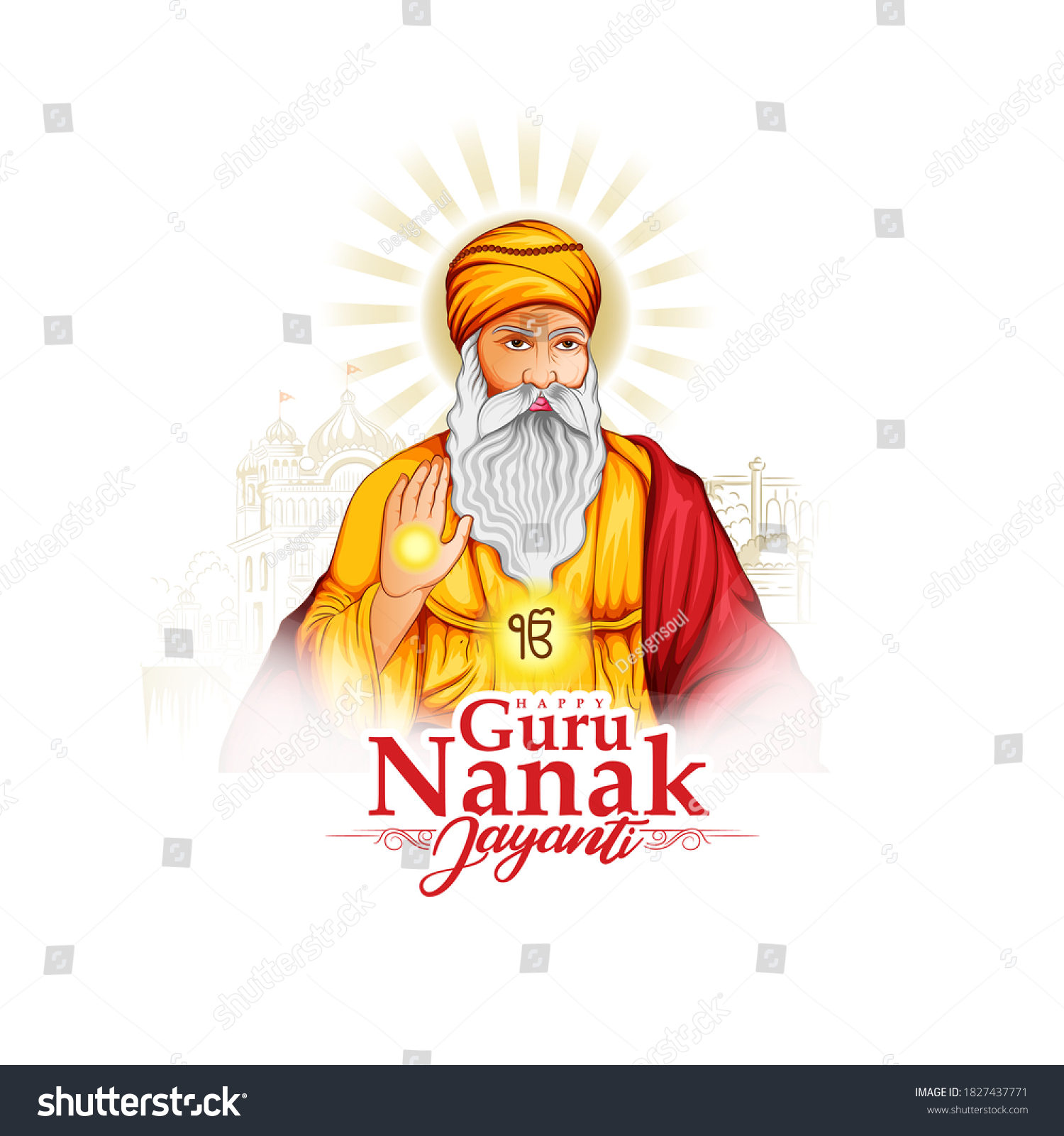 Illustration Guru Nanak Jayanti Happy Gurpurab Stock Vector (Royalty ...