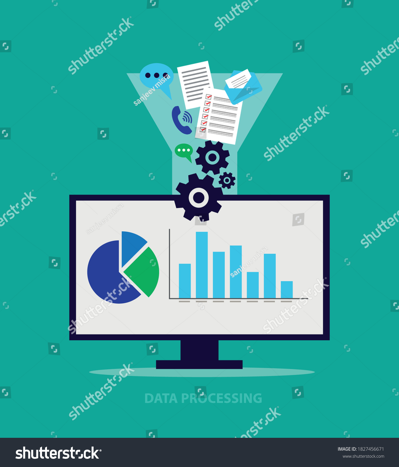 Data Processing Conceptual Template Data Optimization Stock Vector ...