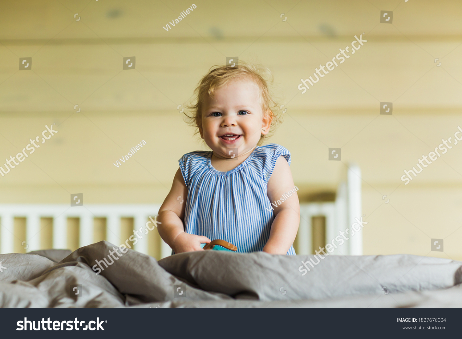 Little Girl Blonde Short Hair Playing Stock Photo 1827676004 | Shutterstock