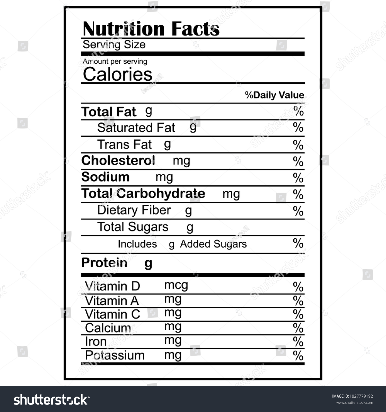 Nutrition Facts Design Template Nutrition Facts Stock Vector (Royalty ...