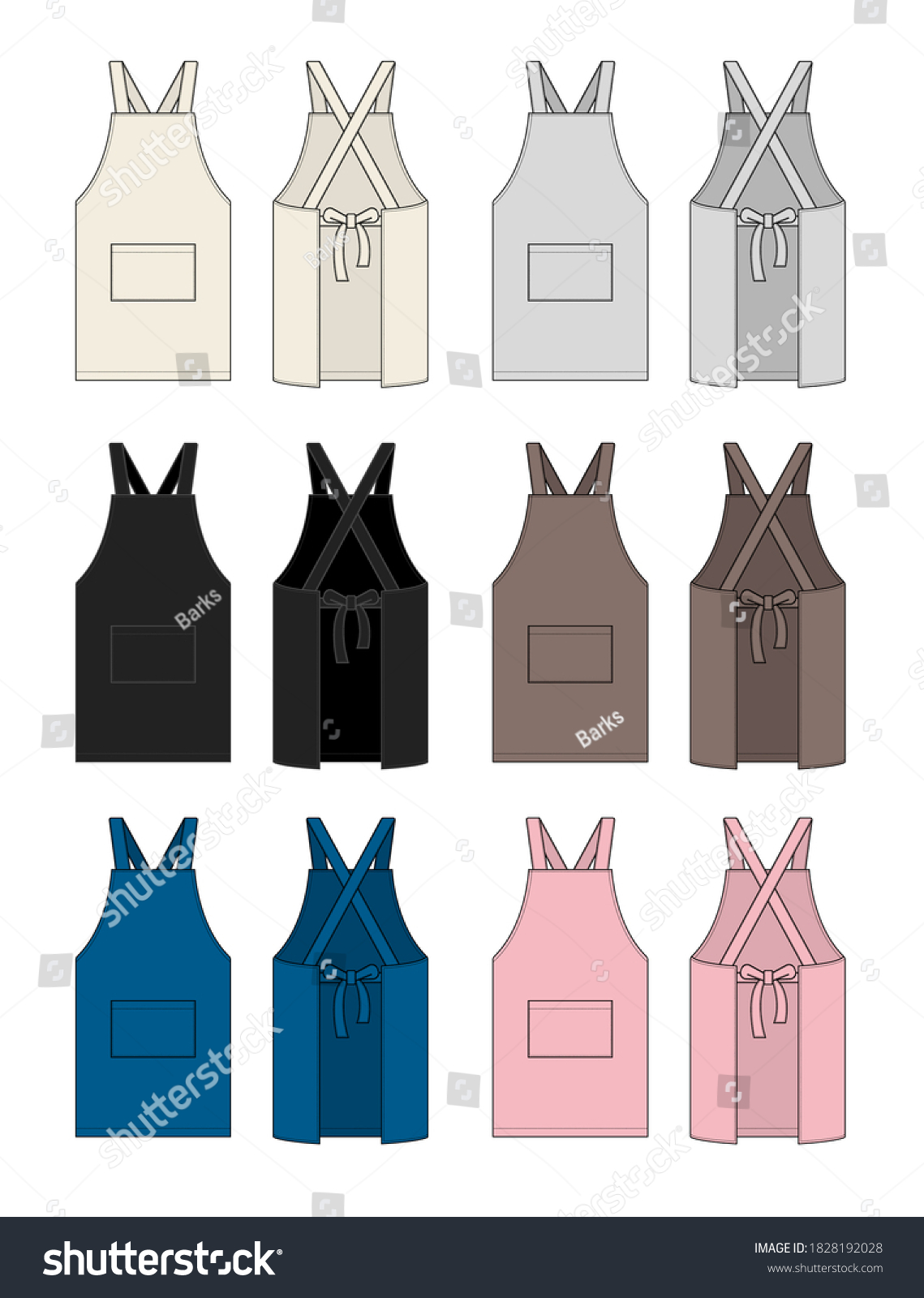 Apron Vector Template Illustration Set Frontback Stock Vector Royalty Free 1828192028 1180