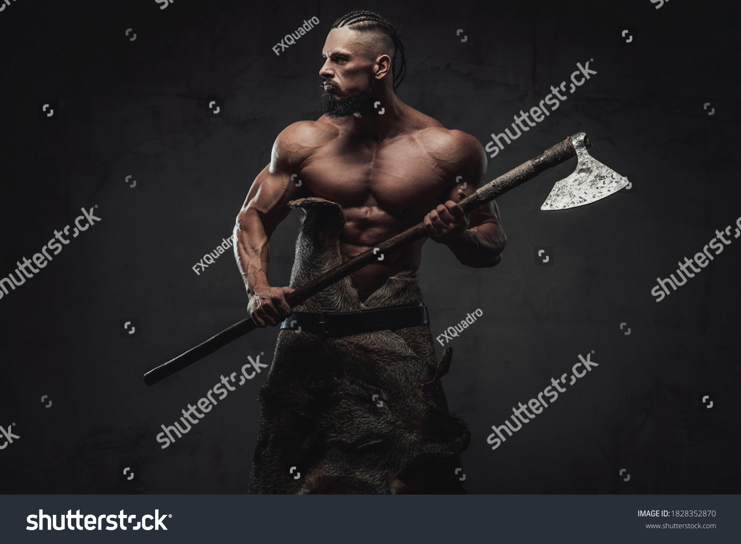 Furious Bearded Viking Warrior Naked Torso Stock Photo Shutterstock