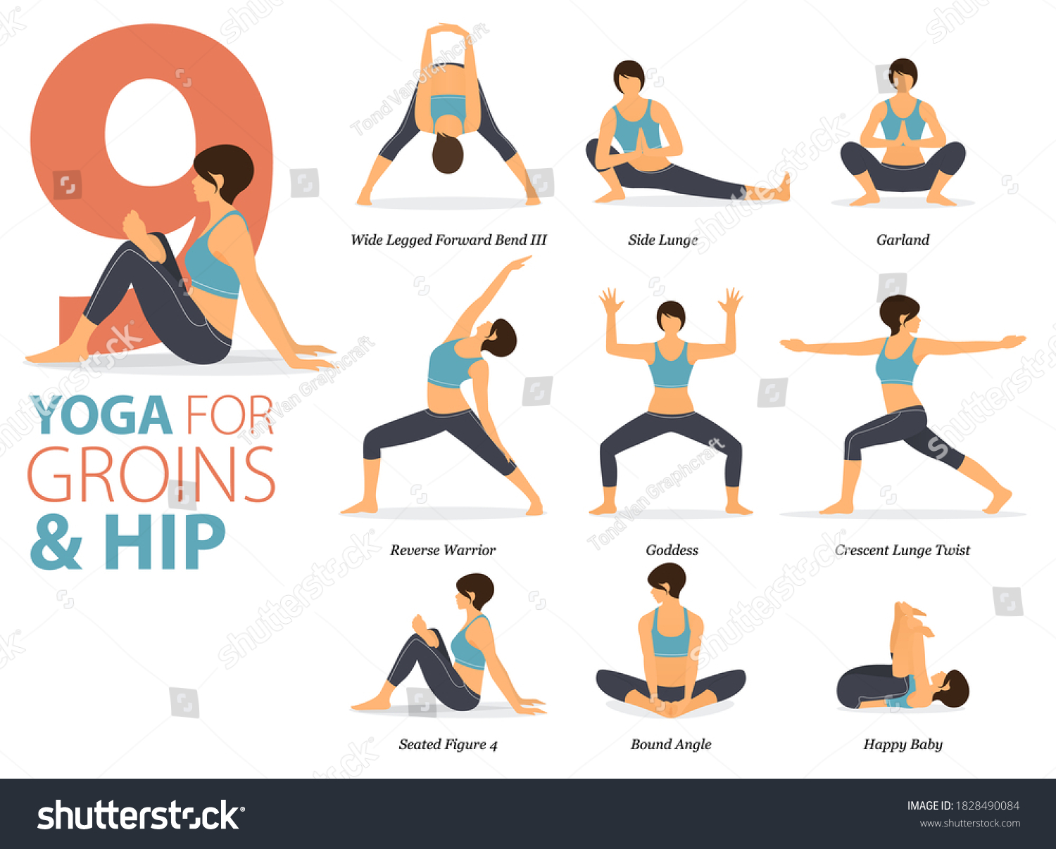 Infographic 9 Yoga Poses Workout Home Stock Vector (Royalty Free ...