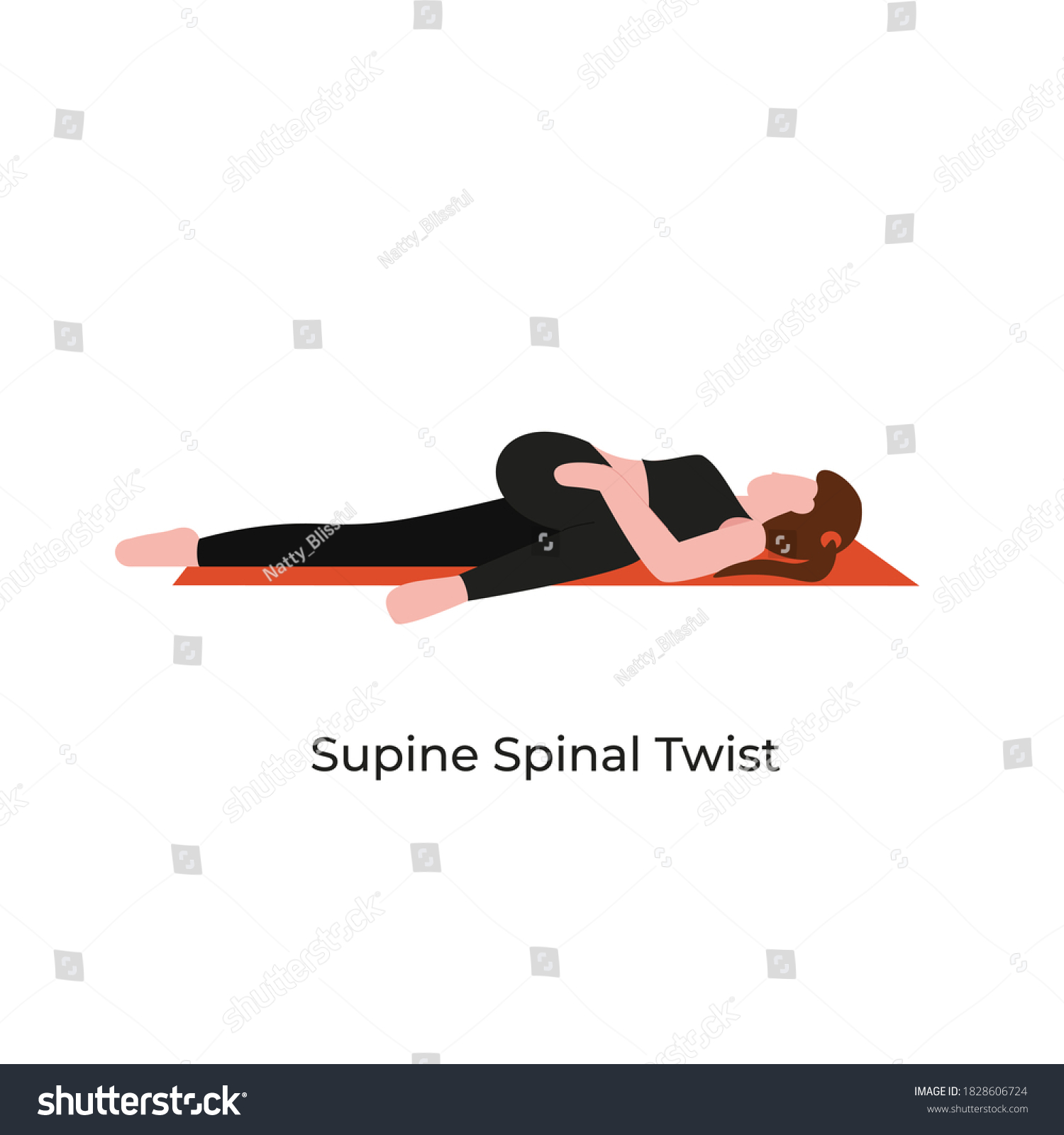 Young Beautiful Woman Practicing Yoga Supine Stock Illustration ...