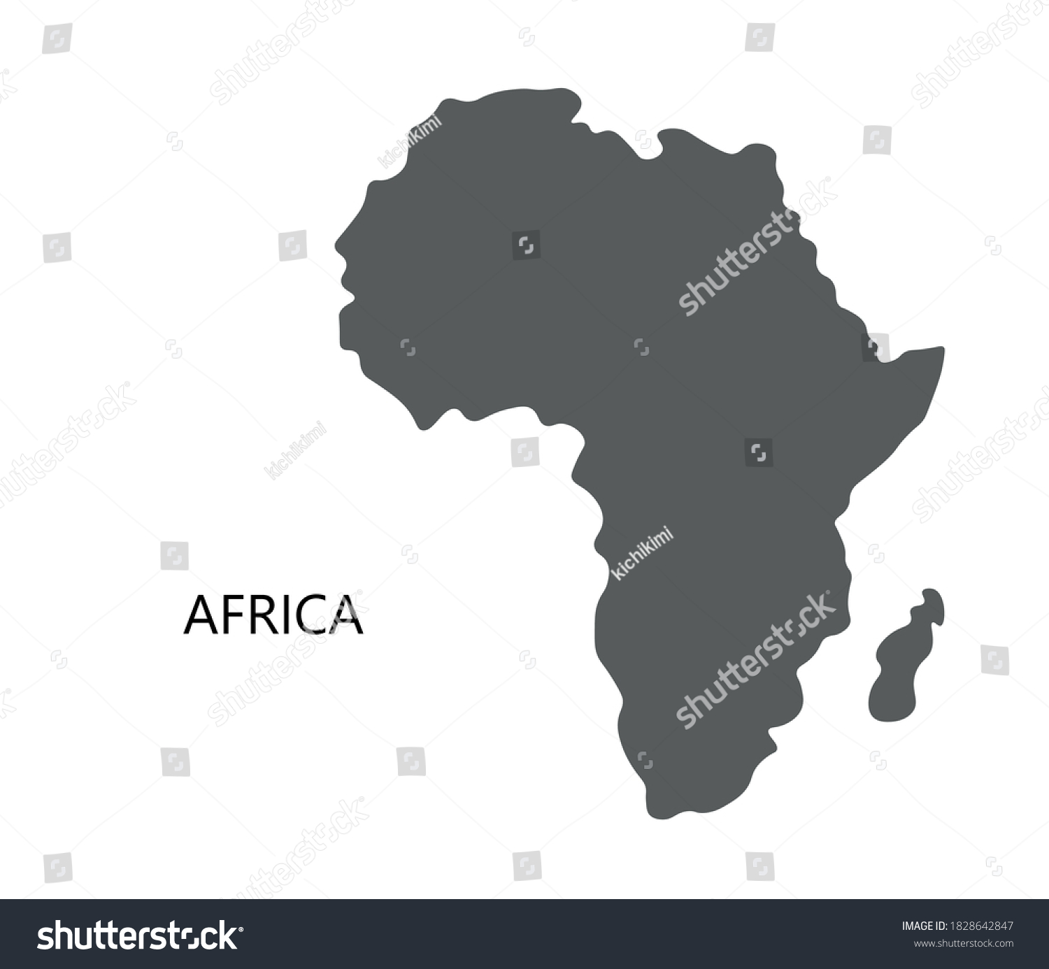 Africa Vector Silhouette Continent Mainland Gray: เวกเตอร์สต็อก (ปลอด ...