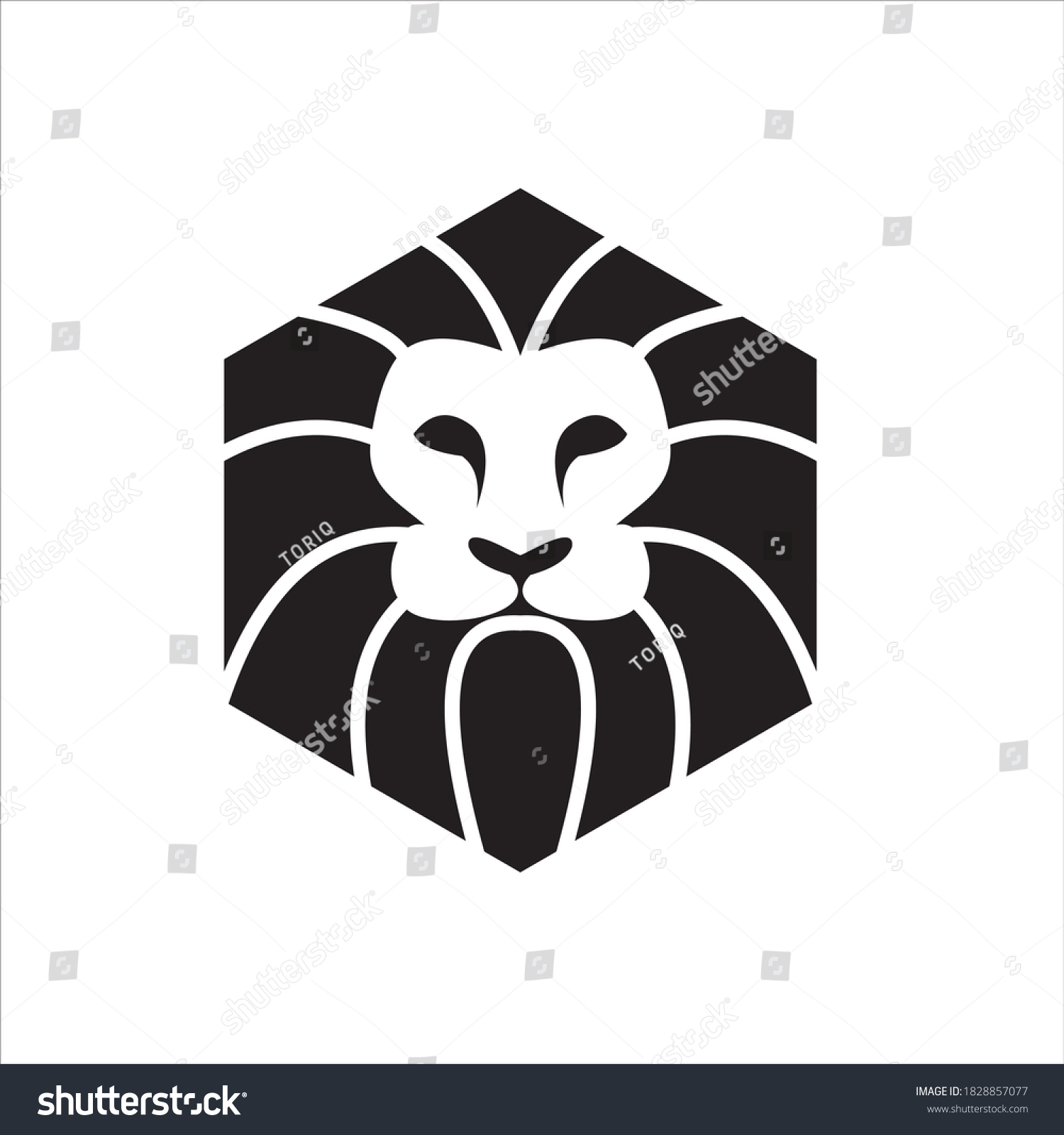 Hexagon Logo Creative Lion Head Black Stock Vector (Royalty Free ...