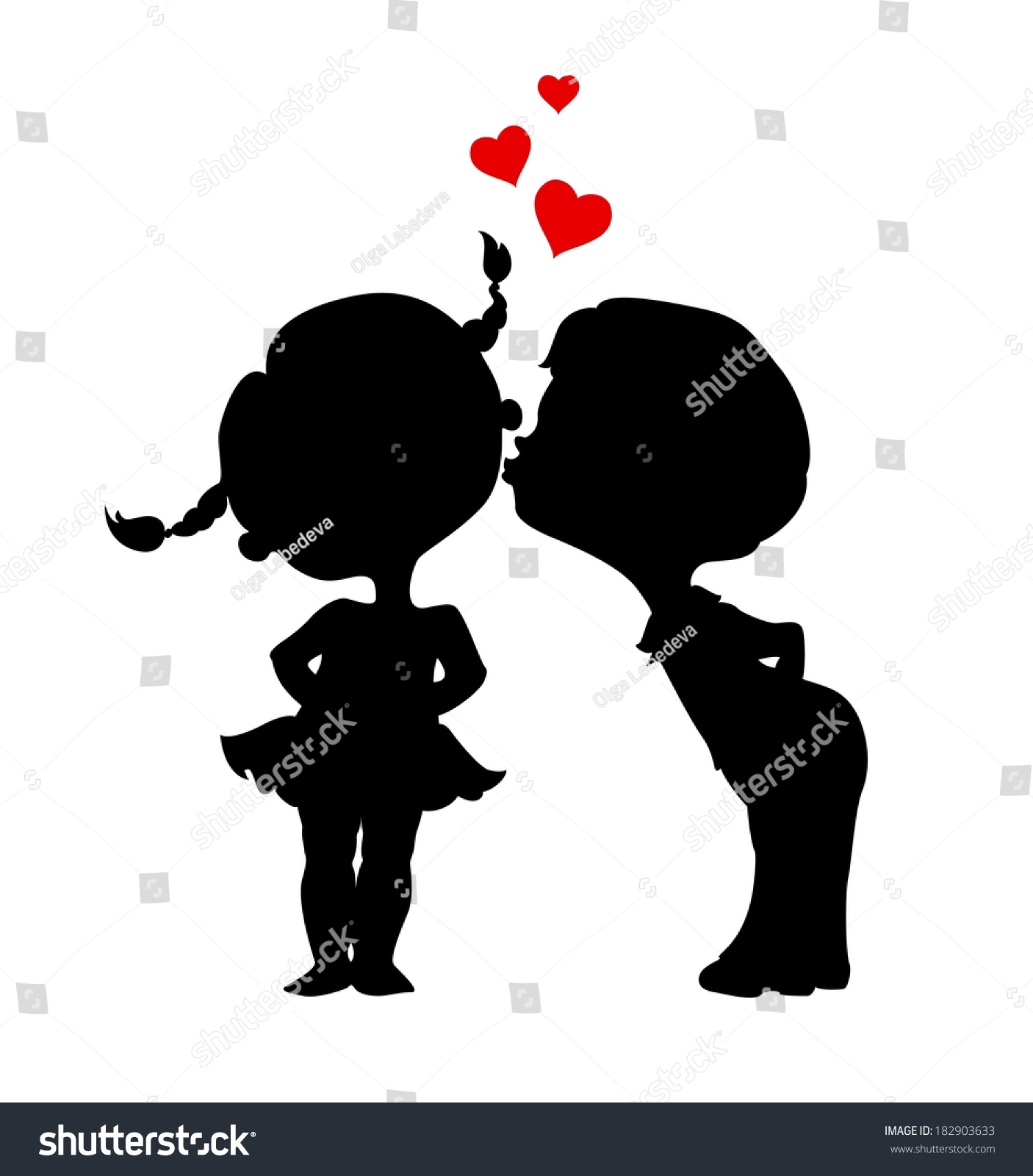 Silhouettes Kissing Boy Girl Stock Vector Royalty Free 182903633 Shutterstock 3343