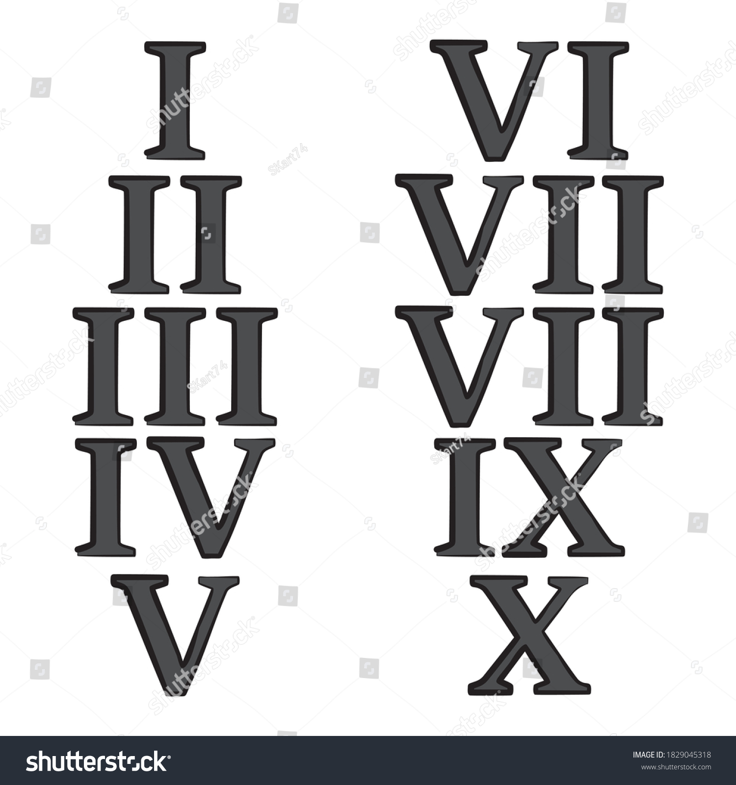 Roman Numerals Vector Illustration Roman Numerals Stock Vector (Royalty ...