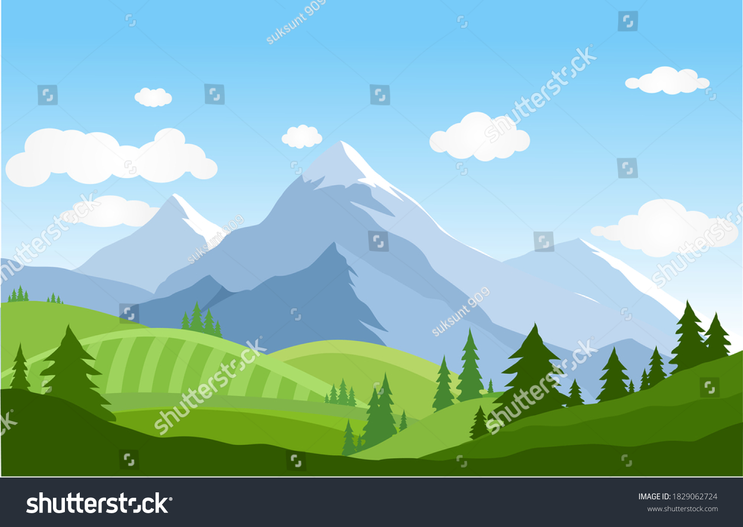 Mountain Landscape Vector Illustration Cartoon Flat Stock Vector ...