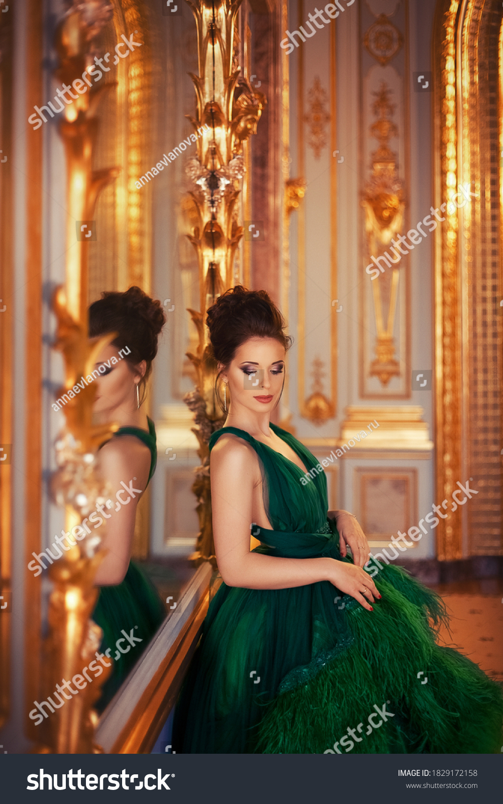 Portrait Beautiful Young Girl Haute Couture Stock Photo 1829172158