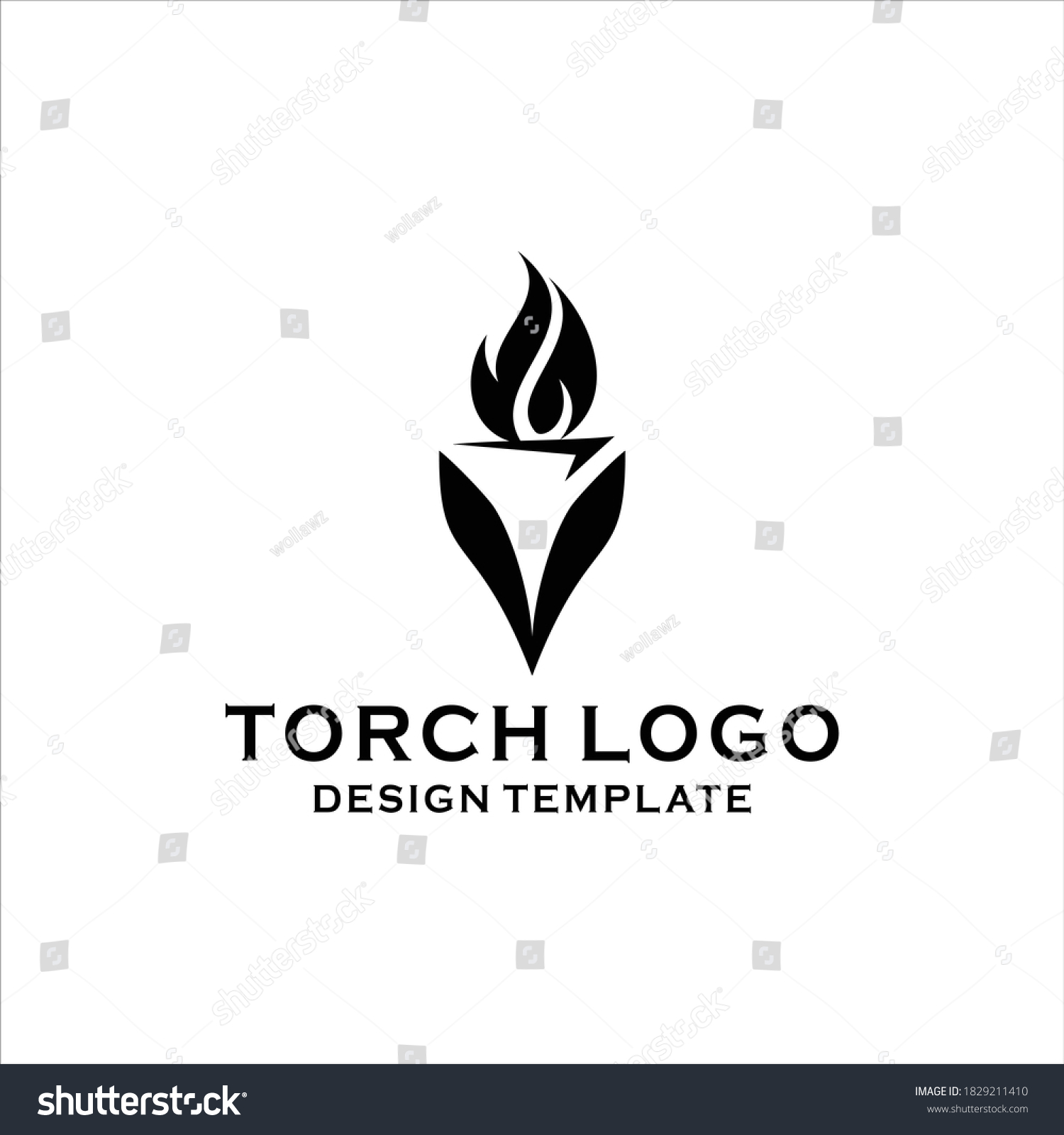 Torch Fire Logo Silhouette Vector Design Stock Vector (Royalty Free ...