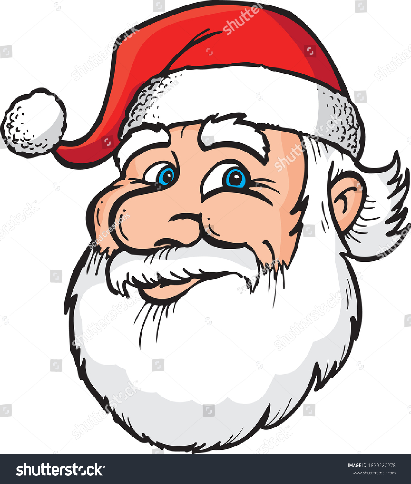 Cartoon Santa Smiling Red Hat Isolated Stock Vector (Royalty Free ...